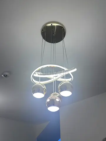 Modern LED Pendant Chandelier with Glass Globes - Excellent Condition