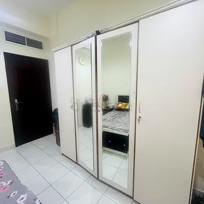 White 4-Door Wardrobe with Mirrors - Good Condition