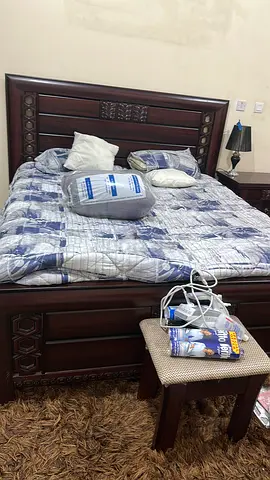 Classic Dark Wood Bed Frame with Headboard