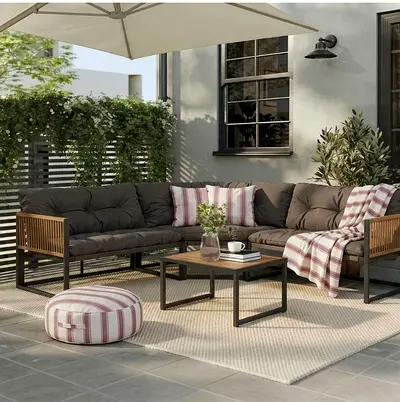 OHS Santorini 5 Seater Corner Sofa Set - Chocolate
