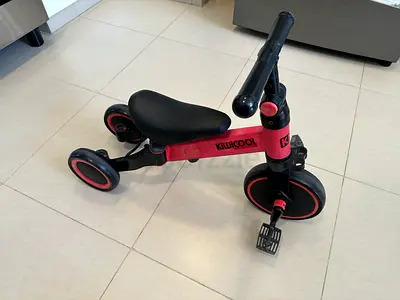 Kiwicool toddler ride-on tricycle - pink/black, good condition