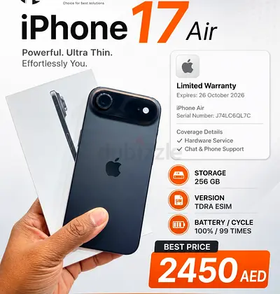 iPhone 17 Air 256GB (TDRA eSIM) - Excellent Condition