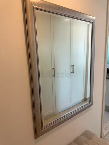 Large Silver Framed Wall Mirror - 116x90cm