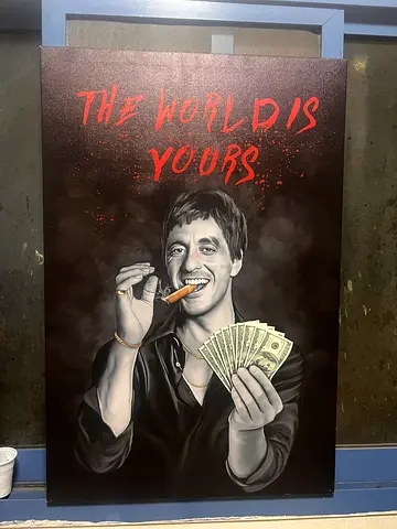 Framed Wall Art: The World Is Yours Tony Montana Style Canvas