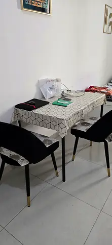 Modern 4-Seater Dining Table with Black Chairs - Excellent Condition