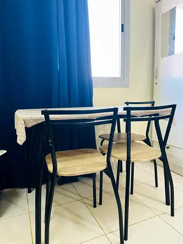 Compact 3-Piece Dining Set — Table with 3 Chairs, Light Wood Top, Black Frame