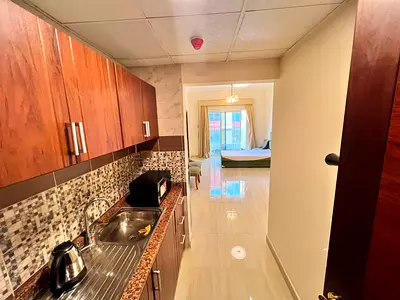 Annual furnished apartment with hotel-style furniture in Al Jurf 2, with internet access, flexible