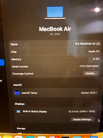 MacBook Air M1 (2020) - 8GB RAM, 256GB - Good Condition