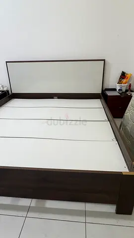 King size wooden bed frame with headboard + spring mattress