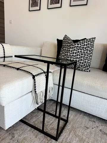 Slim Black Metal Side Table - Modern Minimalist