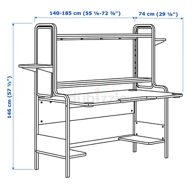 IKEA FREDDE Gaming Desk – Black | 185×74×146 cm
