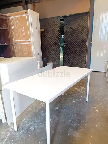 White rectangular dining/office table - sturdy and simple