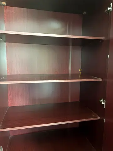 Dark Wood Wardrobe / Cabinet with Multiple Shelves - Good Condition