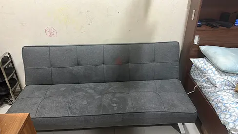 Gray Fabric Sofa Bed / Futon - Good Condition