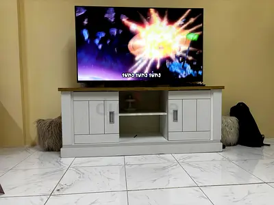 Pan Home Arabasque Tv Unit Upto 45 Inches Melamine - Natural and White