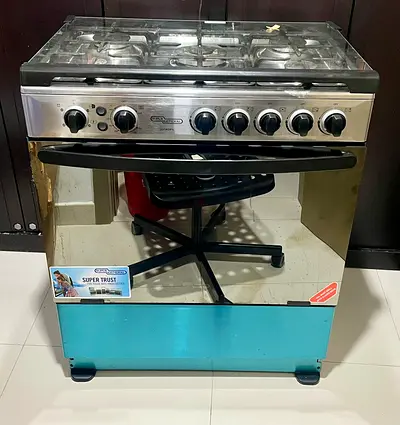 Super General Freestanding Gas-Cooker 5-Burner Full-Safety, Steel Cooker, Gas Oven with Thermostat,