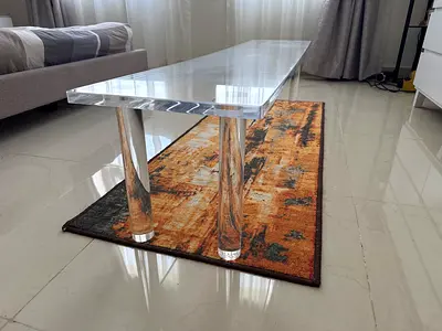 Clear Acrylic Coffee Table with Lucite Legs