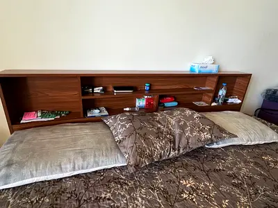 Wooden Headboard with Built-in Shelves - size 200 X 200