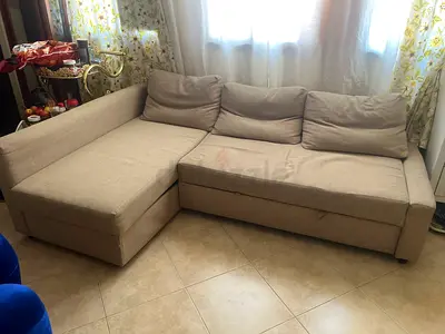 Comfortable L-shaped fabric sofa bed