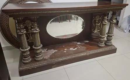 Free wooden ornate console table with mirror (can be dismantled)