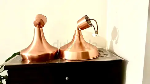 Set of 2 Copper Pendant Light Shades - Used