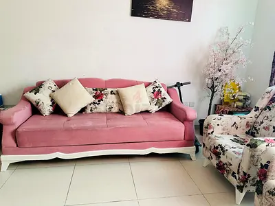 3-seater Turkish Design pink fabric sofa for sale