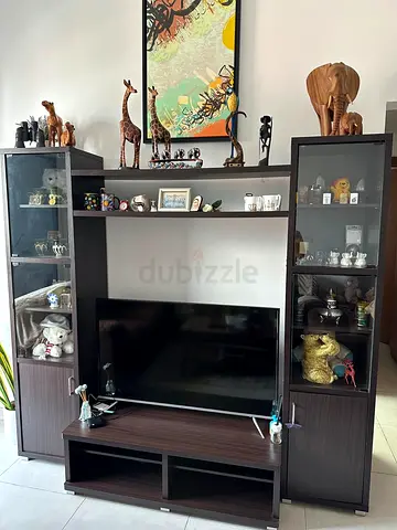 Dark Wood Showcase with Display Cabinets - Good Condition