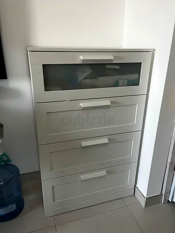 White 4-Drawer Tall Chest / Storage Cabinet