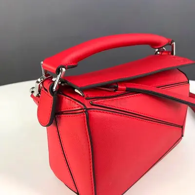 Loewe Mini Puzzle Bag In Red Calfskin Leather
