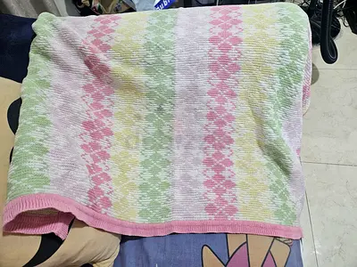 Soft Pastel Baby Blanket - Lightweight Knit, Good Condition