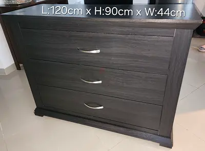 Elegant Dark Wood Dresser with 3 Large Drawers