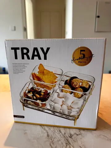 4-Piece Glass Serving Tray Set – new