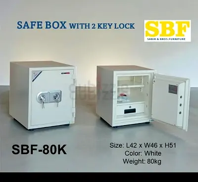 Heavy Duty Home/Office Safe SBF-80K with 2-Key Lock (80kg) - White