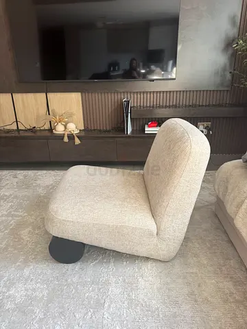 Beige Upholstered Accent Chair