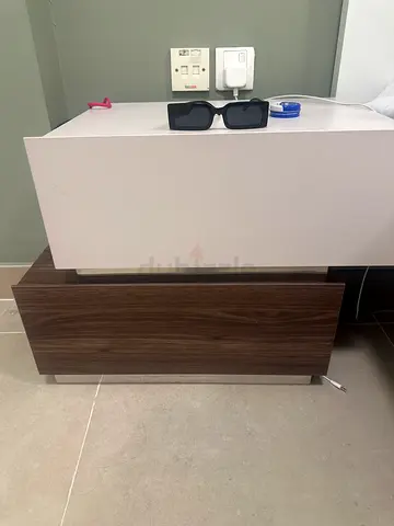 X2 Wooden Nightstand / Bedside Table - Dark Walnut Finish