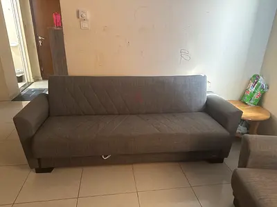 Urgent sale ,3+2+1 Grey Fabric Sofa Bed with Textured Pattern