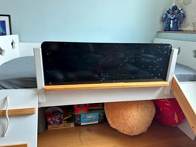 Kids Fun Kids Loft Bed with Chalkboard and Storage