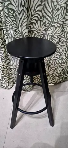 Ikea Sturdy Black Wooden Bar Stool - Good Condition