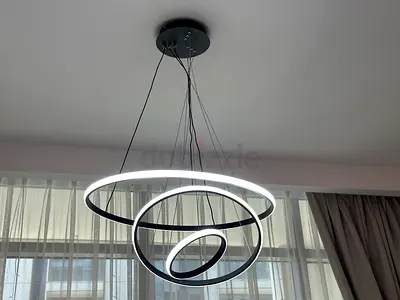 Modern LED Spiral Ring Pendant Light - 3-Ring Chandelier