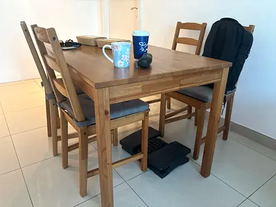 Solid Wood Dining Table with 4 Matching Chairs - Light Oak