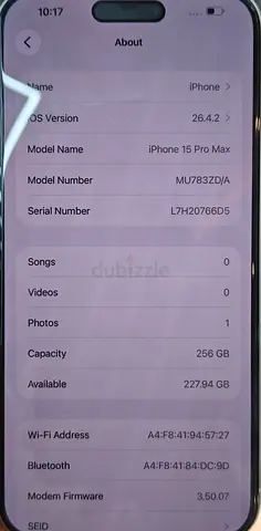 iPhone 15 Pro Max 256GB – White Titanium – Excellent Condition
