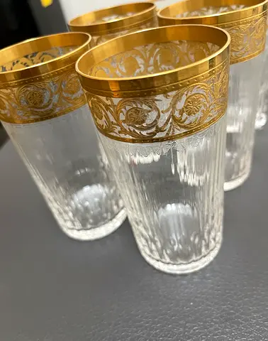 Vintage crystal gold , 1 highball 14cm  crystal Saint Louis Thistle gold model stamped perfect