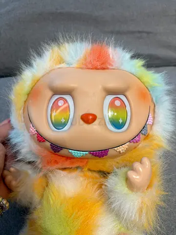 Labubu zimomo Rainbow-eyed plush doll with soft fur - preowned
