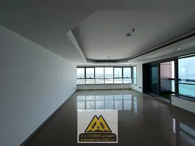 Ultra Luxurious 2BR Sea View Family Apartment For Rent In Ajman Corniche Tower First Line Sea Front Layout Featuring Master Bedroom, 2 Bathrooms, Balc