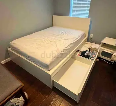 IKEA White MALM Double Storage Bed with IKEA Mattress 140 x 200 cm