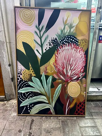 Framed Contemporary Floral Artwork - Large Decorative Canvas urgent sale