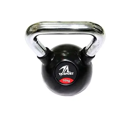 Black Rubber Kettlebell 16Kg Chrome Hand Gl1207Ata