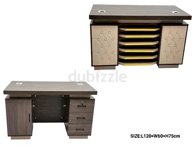Wooden Office Desk with Drawers and Side Cabinet – 120x60x75 cm