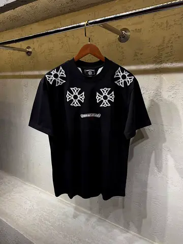 Chrome hearts Black Graphic T-Shirt with White Emblem Details