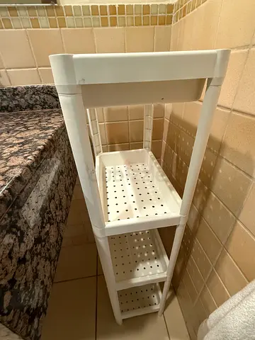 Slim White Plastic Bathroom Storage Trolley - 3 Tier